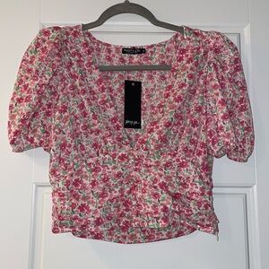 Pink Floral Nasty Gal Top